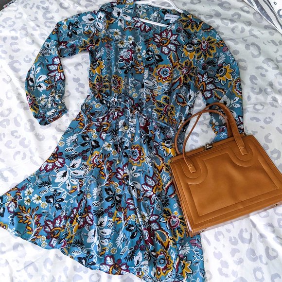 Long Sleeve Floral Print Dress by Emma & Michele- Size M - Picture 1 of 6